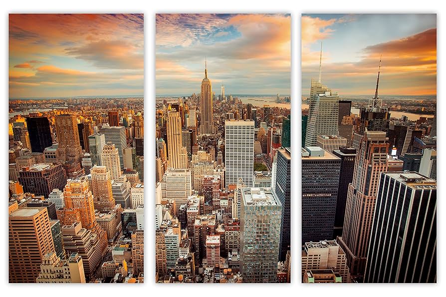 BATTLE FOR THE PLANET シルクスクリーン Amazon.com: 48 x 32 TOTAL - New York City Skyline Canvas